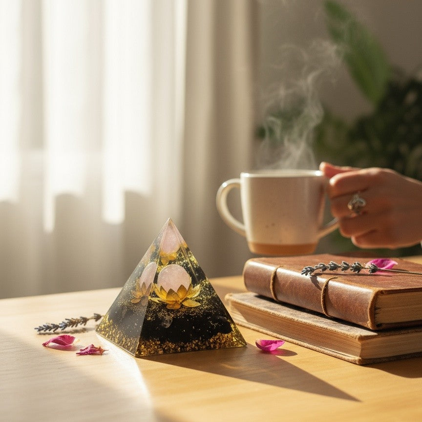 Orgonita Loto Cuarzo Rosa