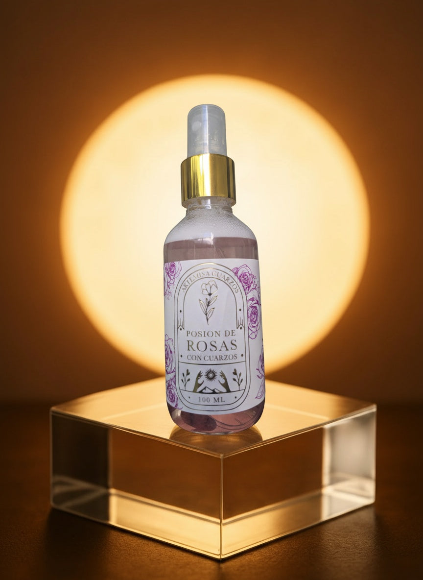 Poción de Rosas con Cuarzos