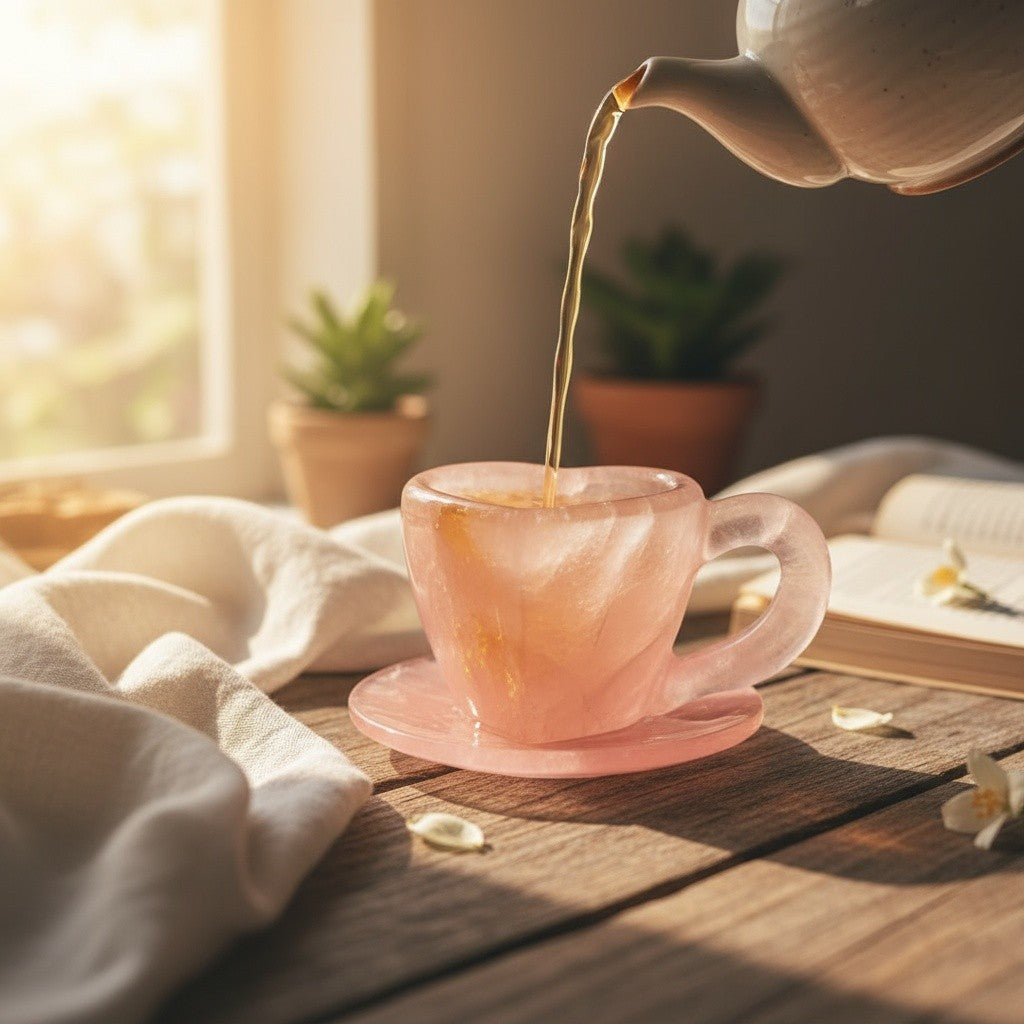 Taza corazon cuarzo rosa