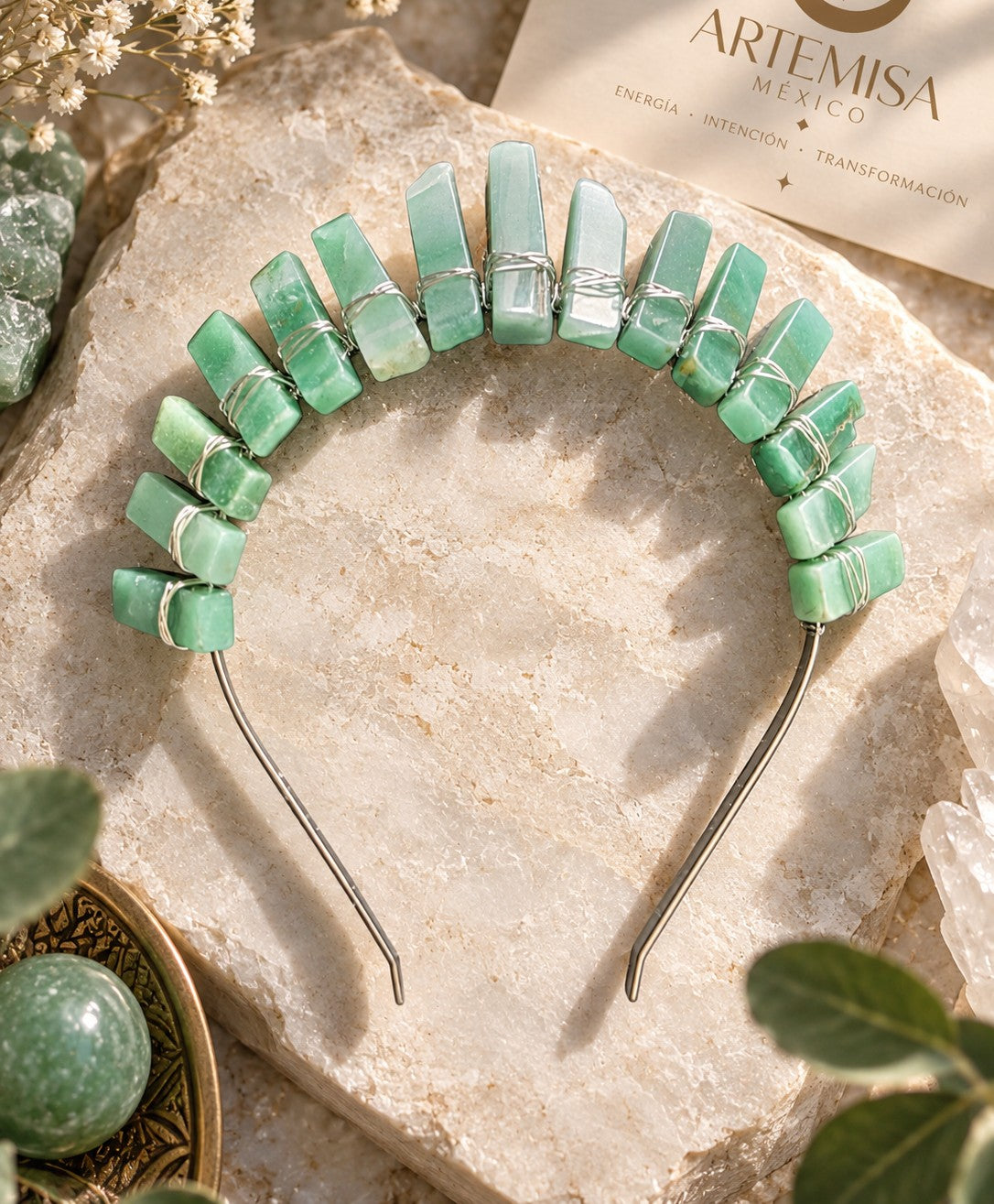 Tiara Diosa de la Prosperidad •Aventurina Verde