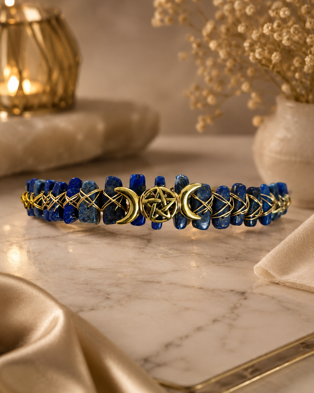 Diadema Cuarzo Lapizlazuli